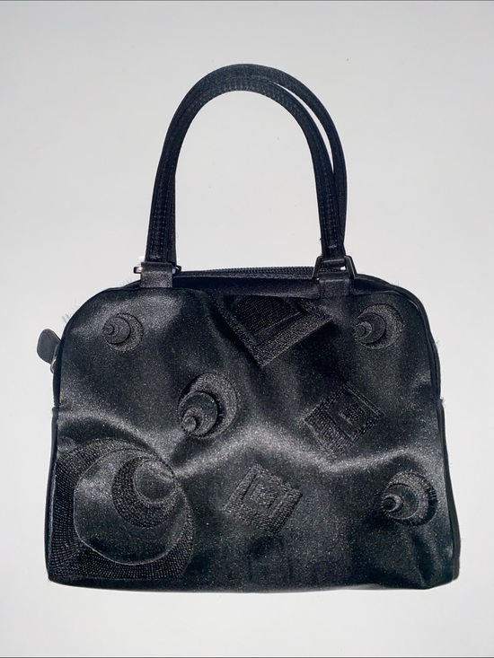 Kenneth Cole Reaction Handbags - Vintage Black Purse Embroidered Sateen Handbag by Kenneth Cole Reaction